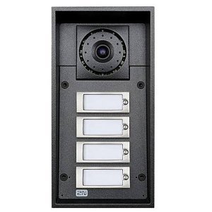 2N IP Force 4-Button Intercom Door Station Module with Camera and Speaker, IP69K, 12VDC, Black