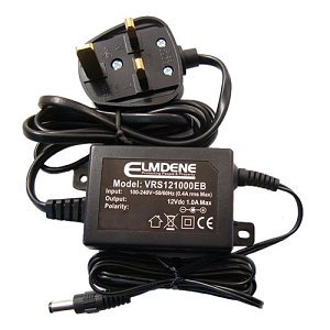 Elmdene VRS121000EB 12V DC, Switch Mode PSU 1A, UK Plug, Size 64 x 45 x 25