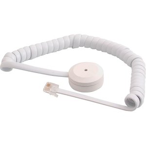 Alarmtech GD-330-SJ Glass Break Detector with Relay Output, 3m Coiled Cable, 6 Pin Modular Connector Plug, Grade 2 White