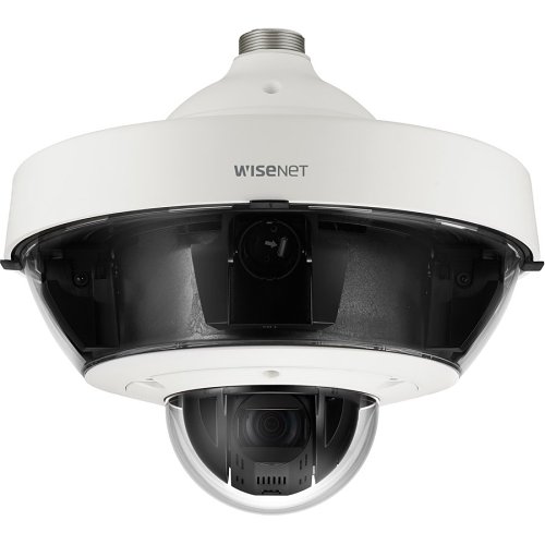 Hanwha PNM-9322VQP Wisenet P Series, WDR 4 x 2MP 2.4mm Fixed Lens, IP PTZ Camera, White