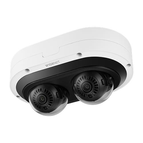 Hanwha PNM-C7083RVD Wisenet P Series, IP66 2 x 2MP 3-6mm Motorized Varifocal Lens, IR 25M IP Dual Lens Camera, White