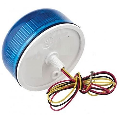 Klaxon QBS-0068 Flashguard Static-Flashing LED Beacon 11-35V DC 50mA, IP65, White Body and Blue Lens