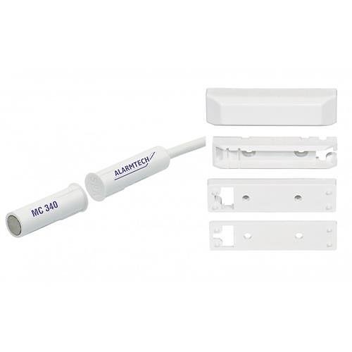 Alarmtech MC 340-S3 magnetisk kontakt, overflademonteret, 8m kabel, NC, hvid