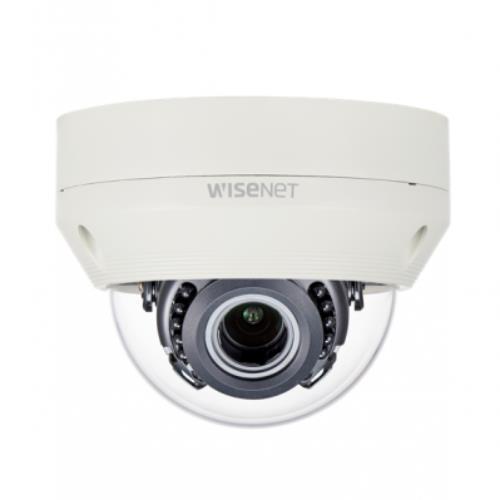 Hanwha HCV-6080R Wisenet HD Plus Series, WDR IP66 2MP 3.2-10mm Motorized Lens, IR 30M HDoC Dome Camera, White