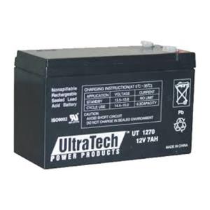 Ultratech IM-1270 Ultratech, 12V 7Ah Sealed Lead Acid Rechargeable Battery, 20-Hr Rate Capacity, Nonspillable 